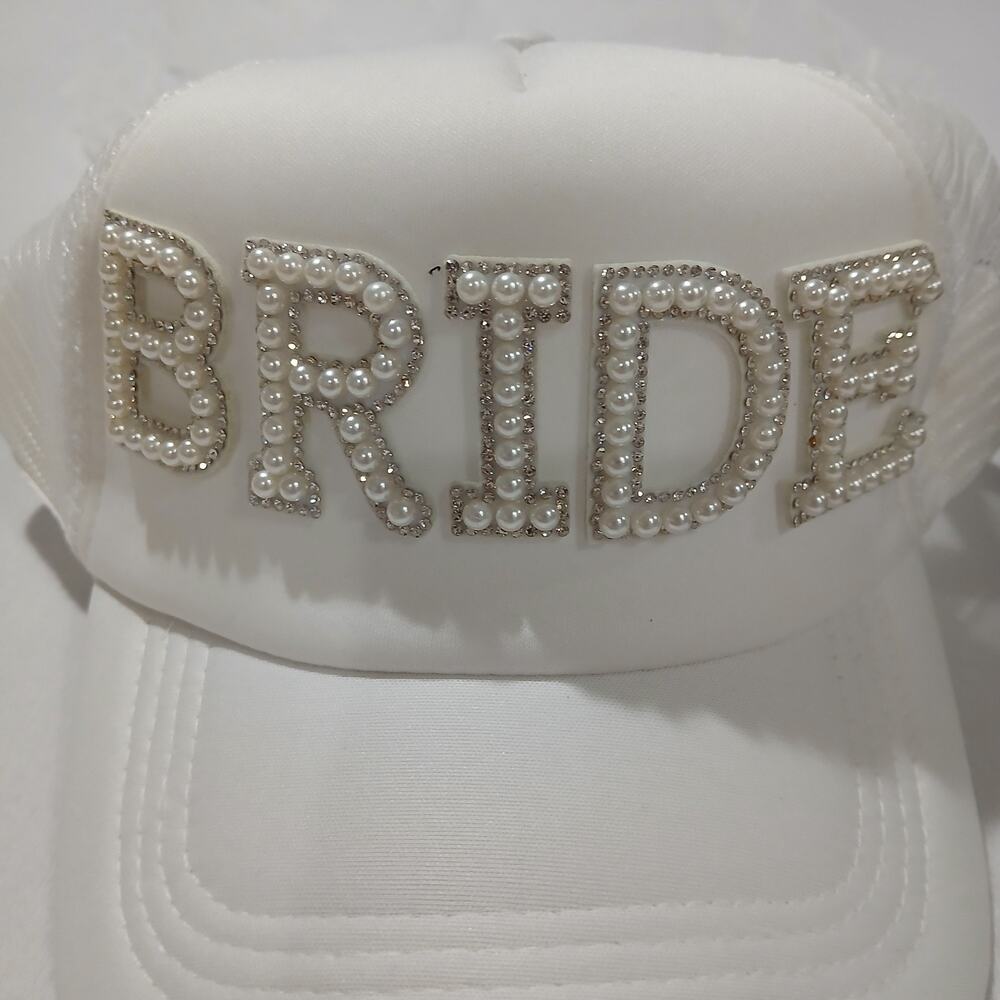 Bride and Groom Hats Pearl Embellished Veil Bachelorette Bridal Shower Wedding - Picture 8 of 8